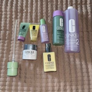 Clinique Skincare Set with Purple and Green Bottles
